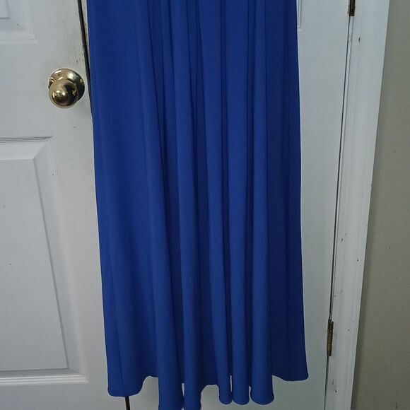 David's Bridal royal blue maxi pleated evening prom formal gown Sz 2 EUC - Picture 2 of 8